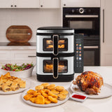 KITCHEN COUTURE 11L CLEAR VIEW COLOUR VERTEX DUAL DRAW AIR FRYER - STAINLESS STEEL