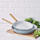 GREENPAN PADOVA CERAMIC 2PC OPEN FRYPAN SET 24/30CM SMOKEY BLUE