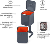 JOSEPH JOSEPH Totem Compact 40L Waste Separation and Recycling Bin - Graphite