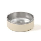 Charlie's Duro Double Wall Stainless Steel Dog Bowl With Removable Slow Feeder Attachment Cream