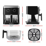Devanti 4.5L Glass Air Fryer Kitchen Oven Knob Control 1350W Healthy Cooker Black