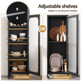 Artiss Buffet Cabinet Sideboard Slim Fluted Kitchen Storage Trolley Wheels Black