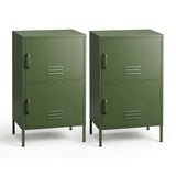 Artiss 2x Buffet Sideboard Cabinet Storage Cupboard 2 Doors Metal Green DOUBLE