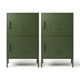 Artiss 2x Buffet Sideboard Cabinet Storage Cupboard 2 Doors Metal Green DOUBLE