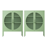 Artiss 2x Buffet Sideboard Cabinet ELSA Cupboard Storage Mesh Doors Metal Green