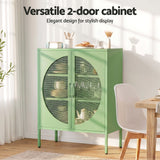 Artiss 2x Buffet Sideboard Cabinet ELSA Cupboard Storage Mesh Doors Metal Green