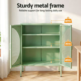 Artiss 2x Buffet Sideboard Cabinet ELSA Cupboard Storage Mesh Doors Metal Green