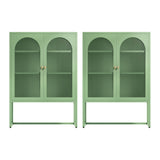 Artiss 2x Buffet Sideboard Cabinet ELMA Cupboard Storage Mesh Doors Metal Green