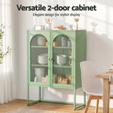 Artiss 2x Buffet Sideboard Cabinet ELMA Cupboard Storage Mesh Doors Metal Green