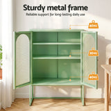 Artiss 2x Buffet Sideboard Cabinet ELMA Cupboard Storage Mesh Doors Metal Green
