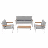 Gardeon 4-Piece Outdoor Sofa Set Aluminum Frame table and Chairs White