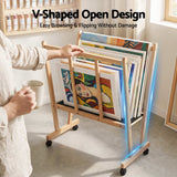 Artiss Art Display Wooden Print Rack with Castors-Canvas Drying & Storage Rack for Panels, Posters, Art Shows & Galleries