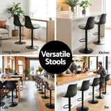 Artiss 4x Bar Stools Kitchen Swivel Gas Lift Counter Dining Chair Curved Black