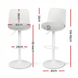 Artiss 2x Bar Stools Kitchen Swivel Gas Lift Counter Dining Chair Curved White