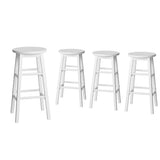Artiss 4x Bar Stools Round Chairs Wooden White