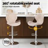 Artiss 2x Bar Stools Kitchen Swivel Gas Lift Counter Chair Wing PE Rattan Beige