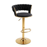 Artiss Bar Stool X1 Gas Lift Adjustable Velvet Woven Backrest Vivien Black