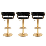 Artiss 3x Bar Stools Gas Lift Adjustable Velvet Woven Backrest Vivien Black
