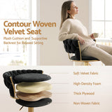 Artiss 3x Bar Stools Gas Lift Adjustable Velvet Woven Backrest Vivien Black