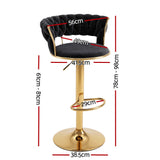 Artiss 4x Bar Stools Gas Lift Adjustable Velvet Woven Backrest Vivien Black