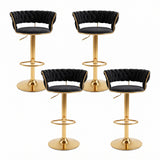 Artiss 4x Bar Stools Gas Lift Adjustable Velvet Woven Backrest Vivien Black