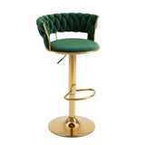 Artiss Bar Stool X1 Gas Lift Adjustable Velvet Woven Backrest Vivien Green