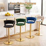 Artiss 2x Bar Stools Gas Lift Adjustable Velvet Woven Backrest Vivien Green