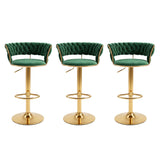 Artiss 3x Bar Stools Gas Lift Adjustable Velvet Woven Backrest Vivien Green