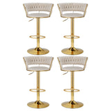 Artiss 4x Bar Stools Gas Lift Velvet Woven Backrest Ivory