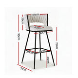 Artiss 2x Bar Stools Kitchen Dining Chair Counter Stool Woven Velvet Metal Ivory