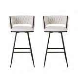 Artiss 2x Bar Stools Kitchen Dining Chair Counter Stool Woven Velvet Metal Ivory