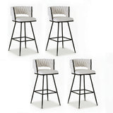 Artiss 4x Bar Stools Kitchen Dining Chair Counter Stool Woven Velvet Metal Ivory