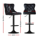 Artiss 1x Velvet Bar Stool Adjustable Height Nailhead Trim Kitchen Counter Stool