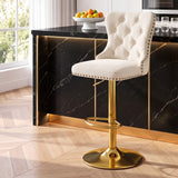 Artiss 1x Bar Stool Counter Chair Kitchen Adjustable Nailhead Trim Velvet Ivory