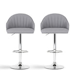 Artiss 2x Bar Stools Kitchen Swivel Gas Lift Counter Chair Shell Leather Grey