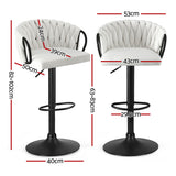 Artiss Bar Stool x2 Kitchen Dining Chair Counter Gaslift Woven Velvet Ivory