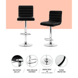 Artiss 4x Bar Stools Padded Leather Gas Lift Black