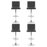 Artiss Set of 4 PU Leather Lined Pattern Bar Stools- Grey and Chrome
