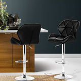 Artiss 2x Bar Stools Gas Lift Padded Leather Black