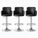 Artiss 3x Bar Stools Counter Chairs Swivel Adjustable Tub PU Leather Black