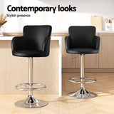 Artiss 3x Bar Stools Counter Chairs Swivel Adjustable Tub PU Leather Black