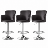 Artiss 3x Bar Stools Counter Chairs Swivel Adjustable Tub PU Leather Brown