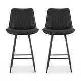 Artiss 2x Bar Stools Kitchen Dining Chair Counter Stool Diamond PU Leather Black