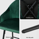 Artiss 4x Bar Stools Velvet Swivel Metal Legs Green