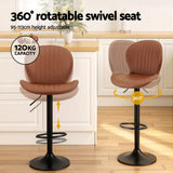 Artiss 4x Bar Stools Kitchen Swivel Gas Lift Counter Chair Shell Leather Brown