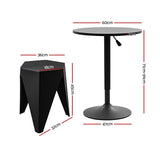 Artiss Bar Stools and Table Set 3PCS Dining Desk Kitchen Chairs Cafe Pub Black