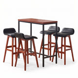 Artiss 5Pcs Bar Table and Stools Set Dining Desk Kitchen Chairs Cafe Pub Wood