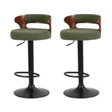 Artiss 2x Bar Stools Counter Chair Gas Lift Swivel Kitchen Bentwood Boucle Green