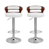 Artiss 2x Bar Stools Counter Chair Kitchen Bentwood Gas Lift PU Leather White