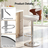 Artiss 2x Bar Stools Counter Chair Kitchen Bentwood Gas Lift PU Leather White